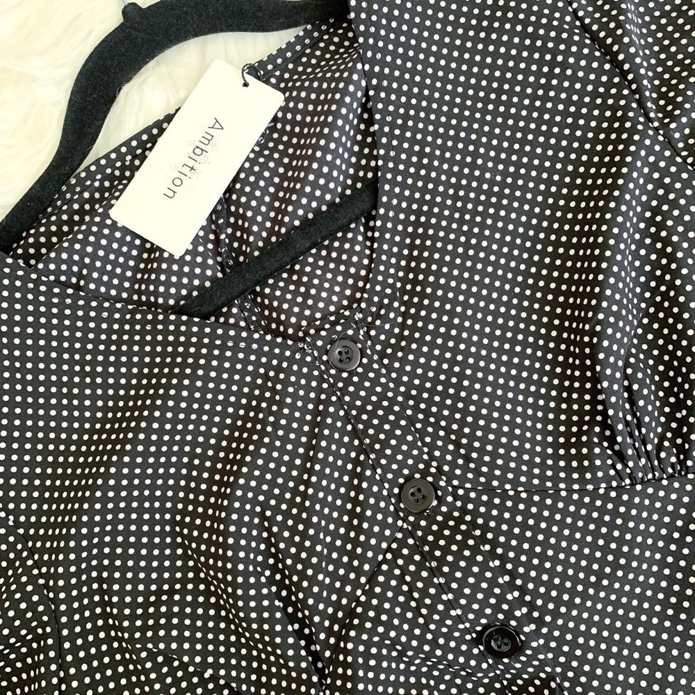 b&w polka dotted dress